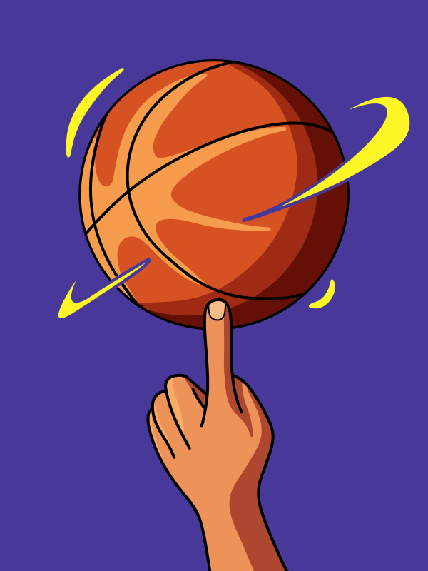 illustration of basketball spinning on finger